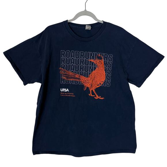Gildan Heavy Cotton UTSA Roadrunners T Shirt Mens XL Navy Blue Now And Forever - Picture 1 of 11